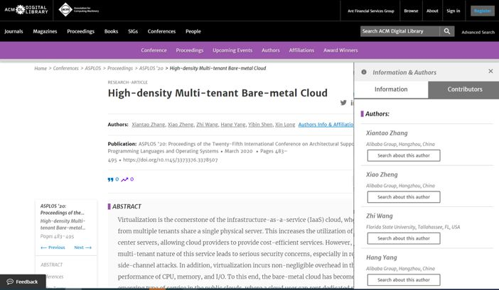 突破性能极限——阿里云神龙最新ASPLOS论文解读