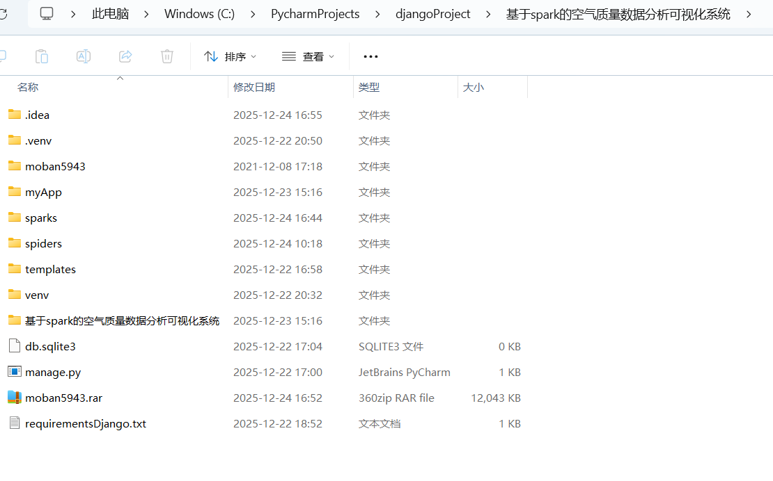 基于spark的空气质量数据分析可视化系统