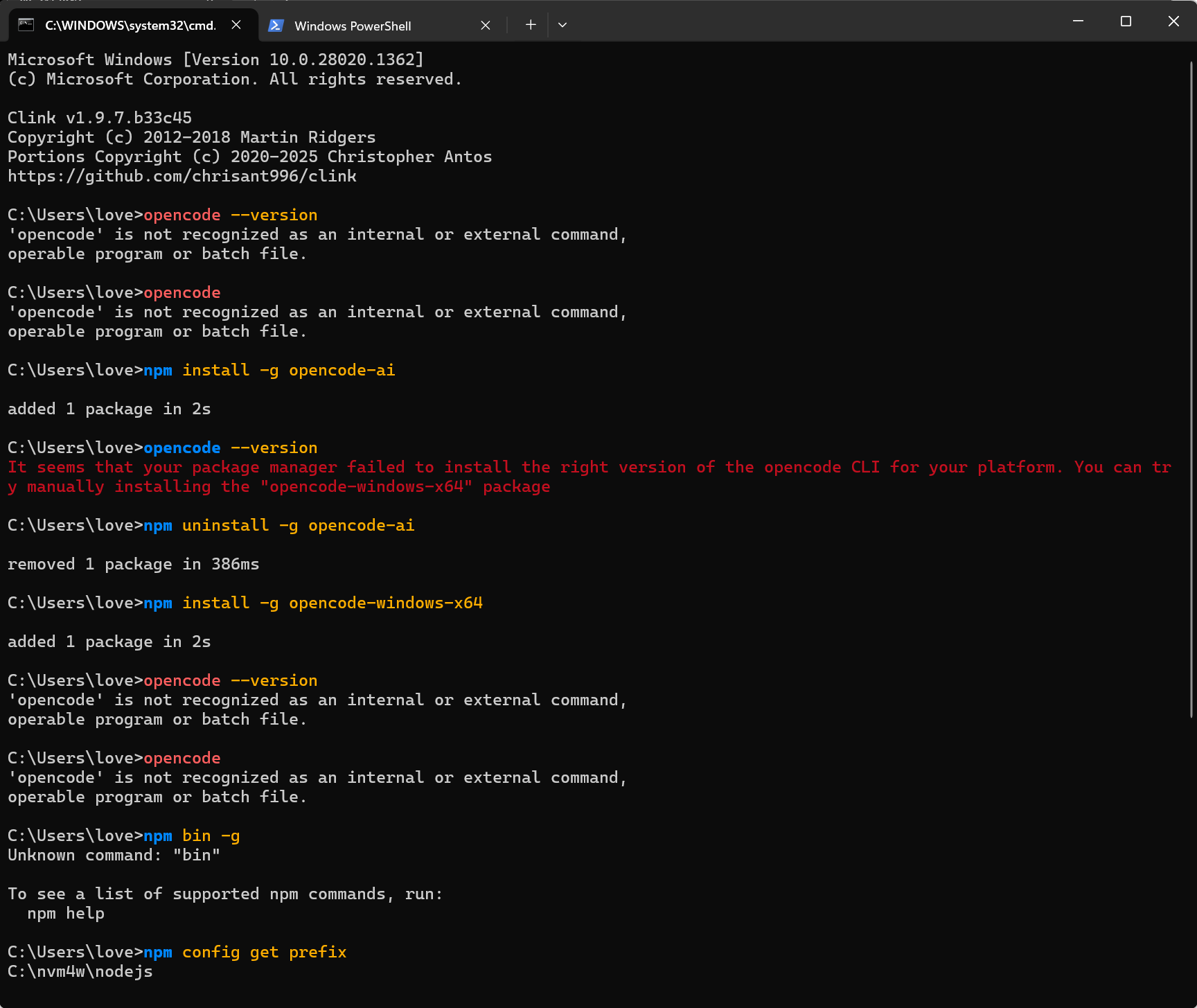 【笔记】Windows 上安装 OpenCode AI 编码助理:从踩坑到成功的简单记录