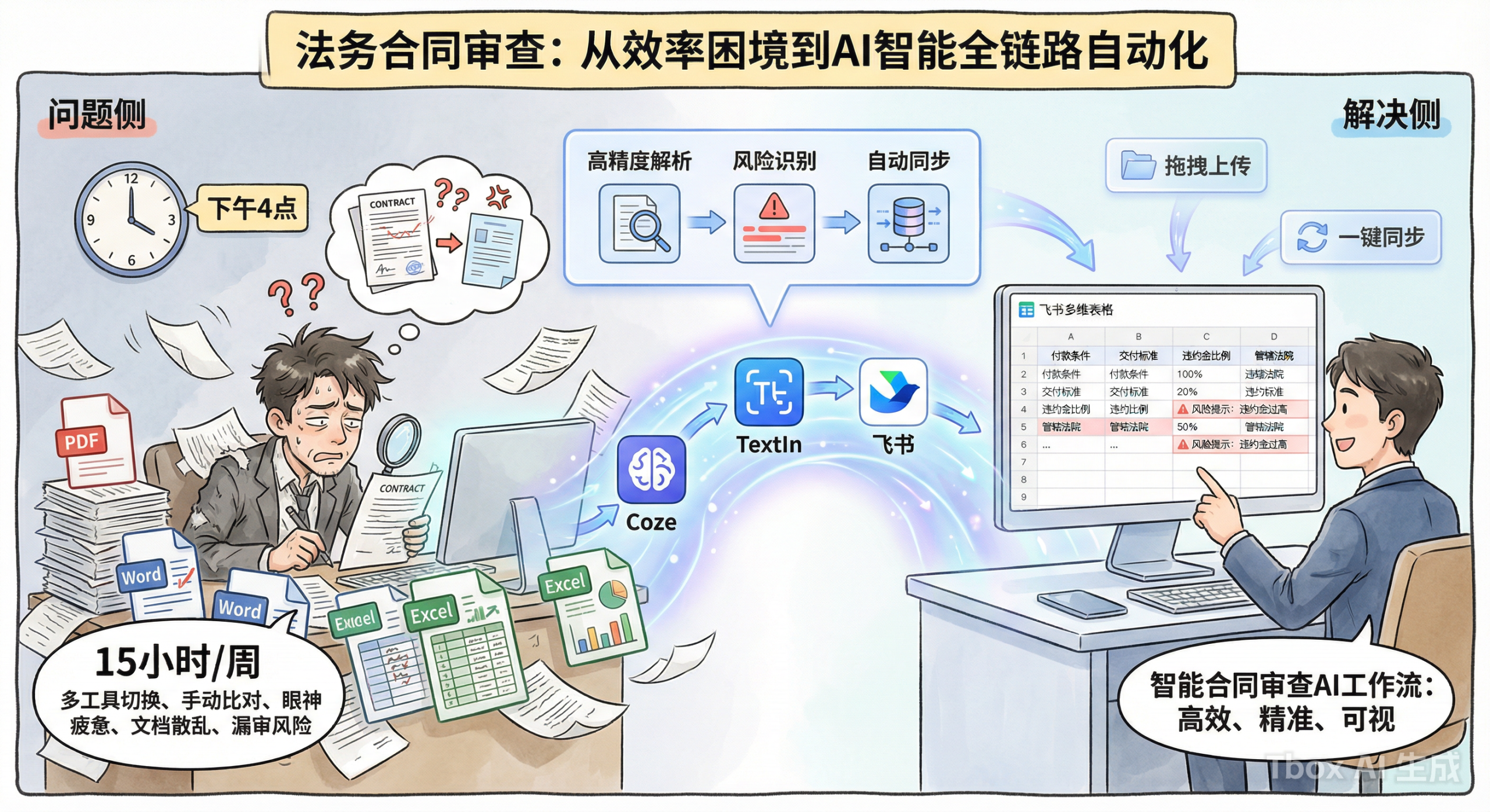 【TextIn大模型加速器 + 火山引擎】用Coze+TextIn+飞书搭建智能合同审查工作流