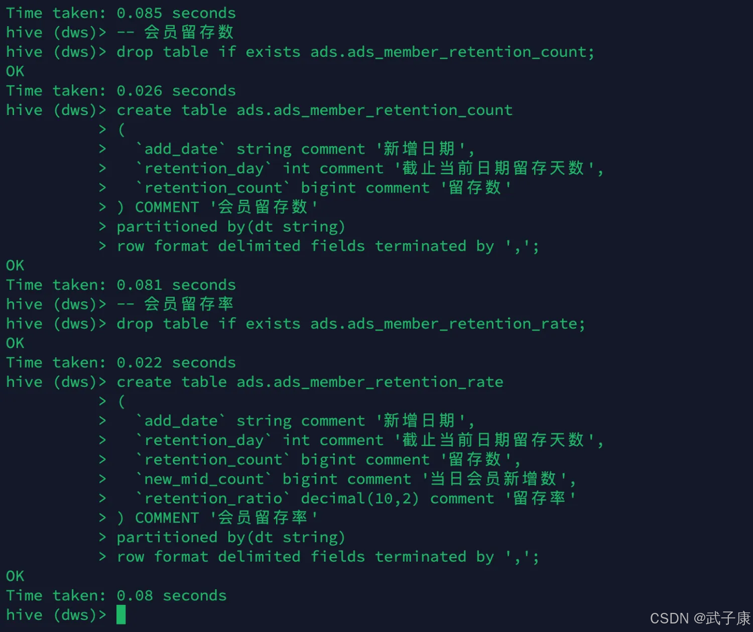 离线数仓 Hive 会员留存数