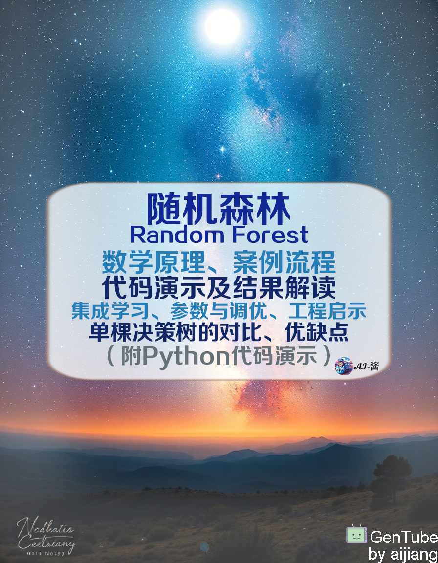 【AI深究】随机森林（Random Forest）全网最详细全流程详解与案例（附Python代码演示）|集成学习|数学原理、案例流程、代码演示及结果解读|参数与调优、工程启示、单棵决策树的对比、优缺点