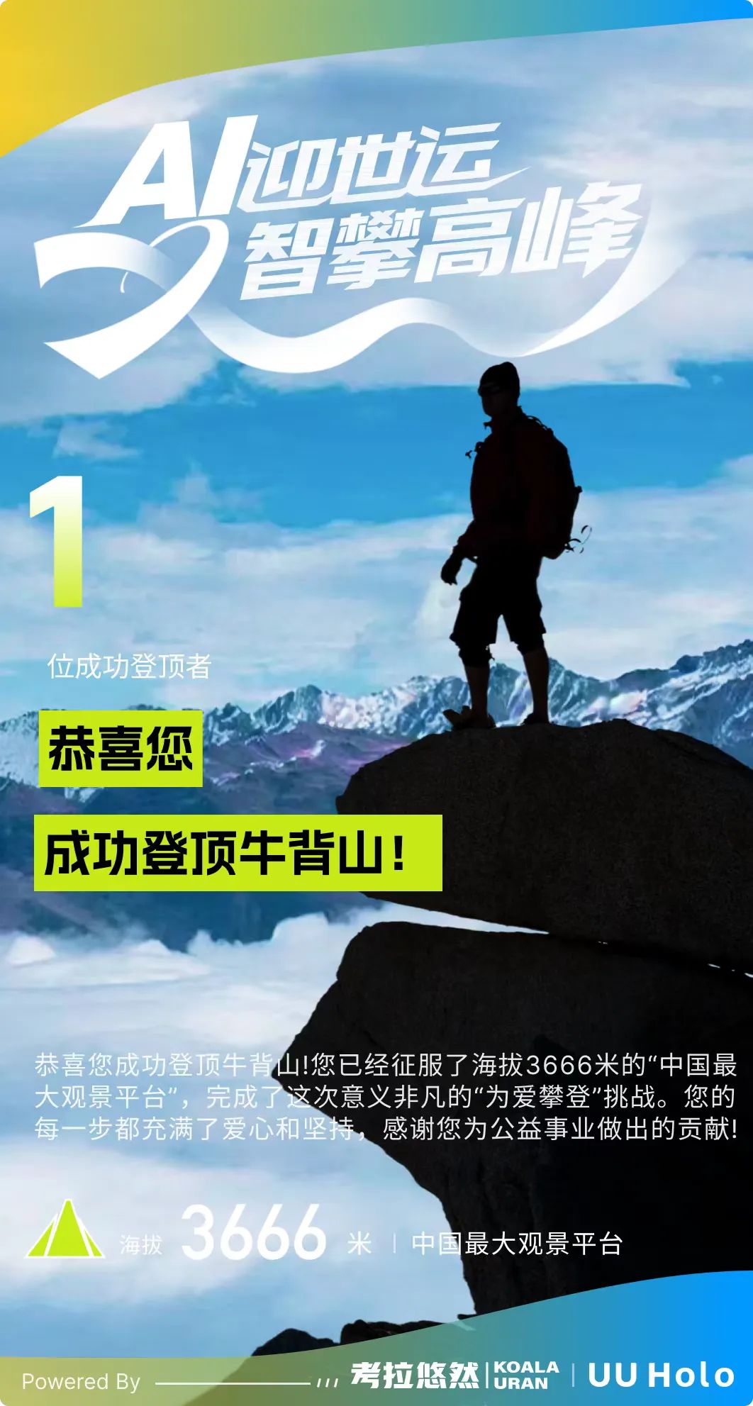 考拉悠然 UU Holo 变身“AI登山搭子”，以空间智能助力公益活动