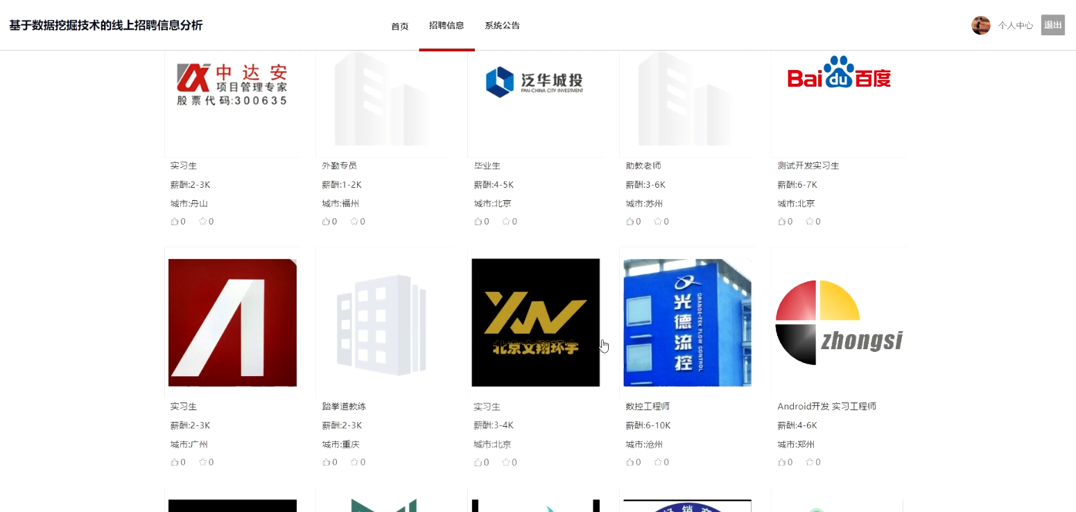 基于大数据爬虫数据挖掘技术+Python的线上招聘信息分析统计与可视化平台(源码+论文+PPT+部署文档教程等)