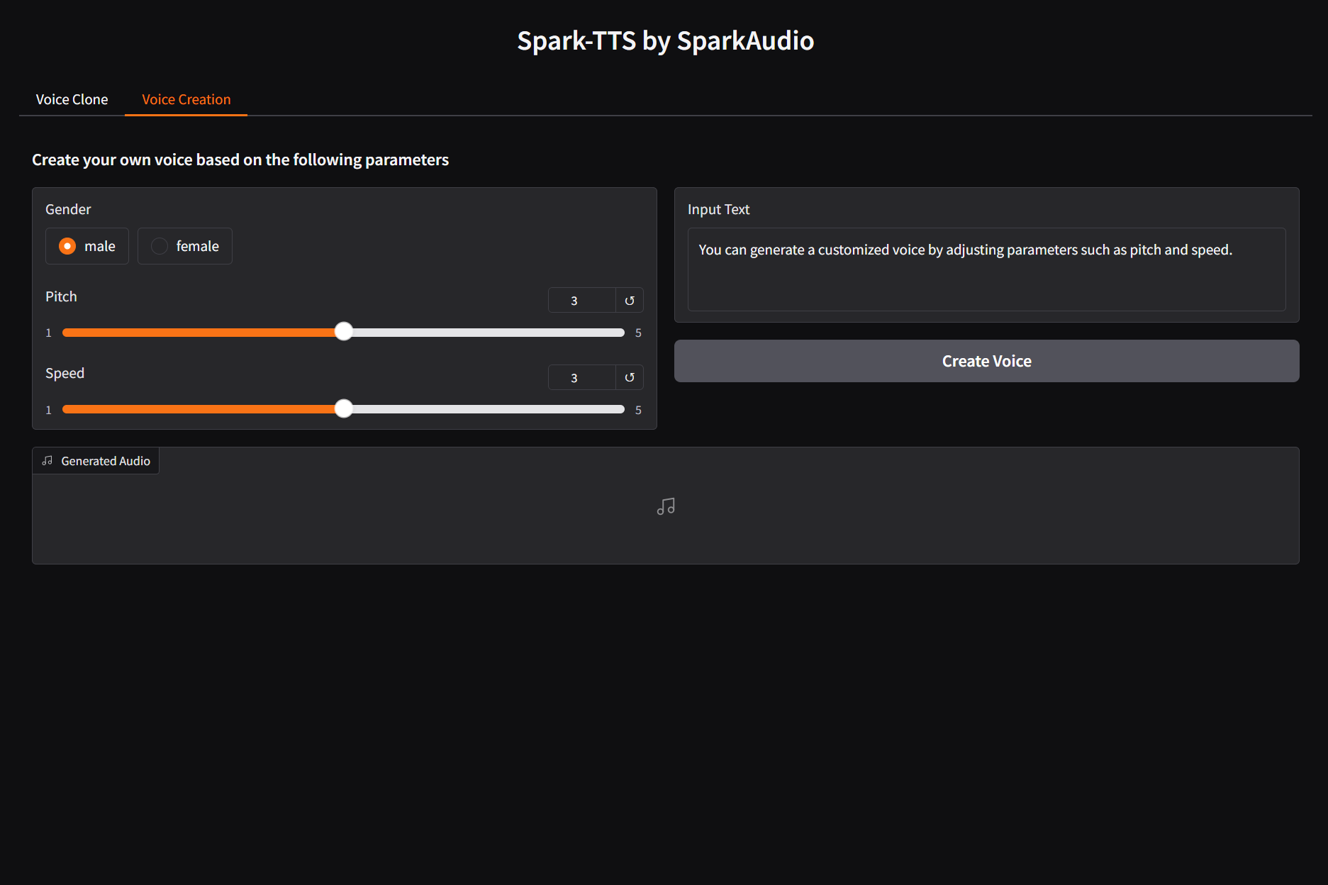 Spark-TTS语音合成界面
