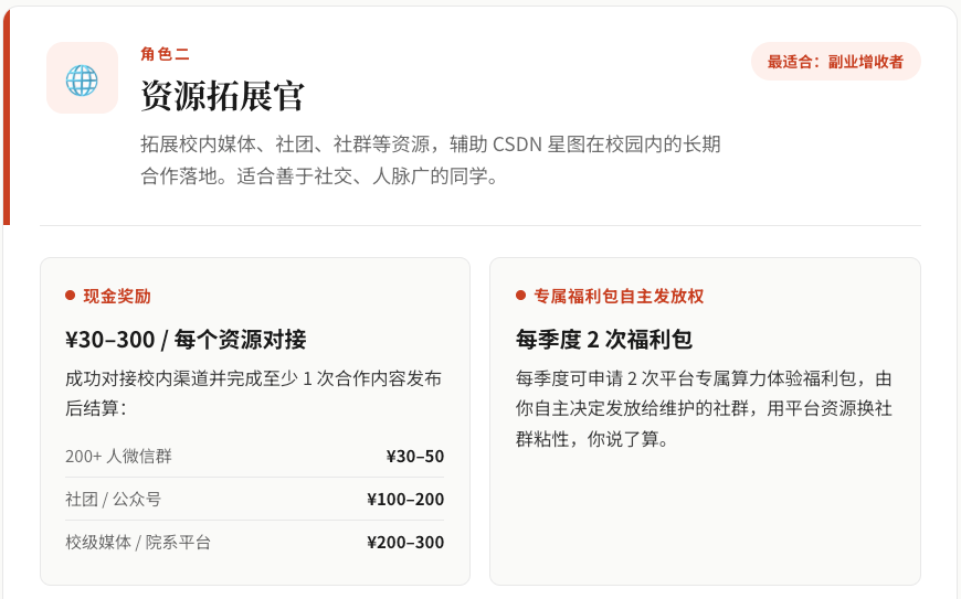 招募中｜成为CSDN星图校园大使，用AI算力赚第一桶“技术收入”！