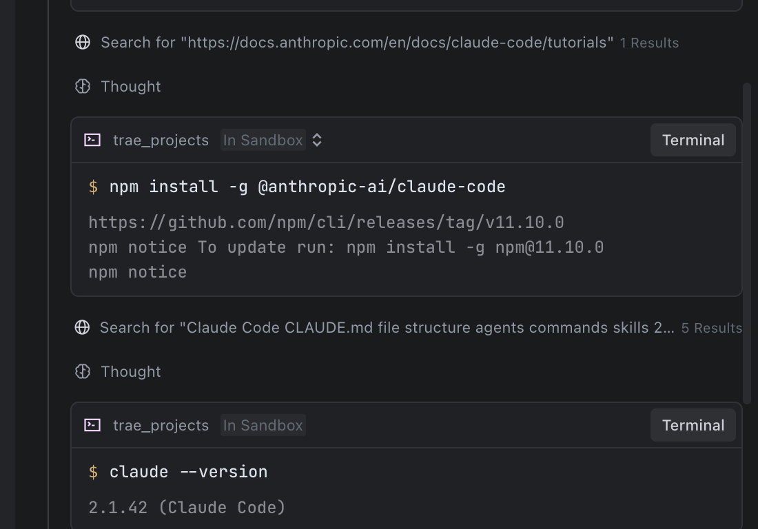 task：全网最牛的AI 白嫖教程，用 trae “套娃”安装Claude code