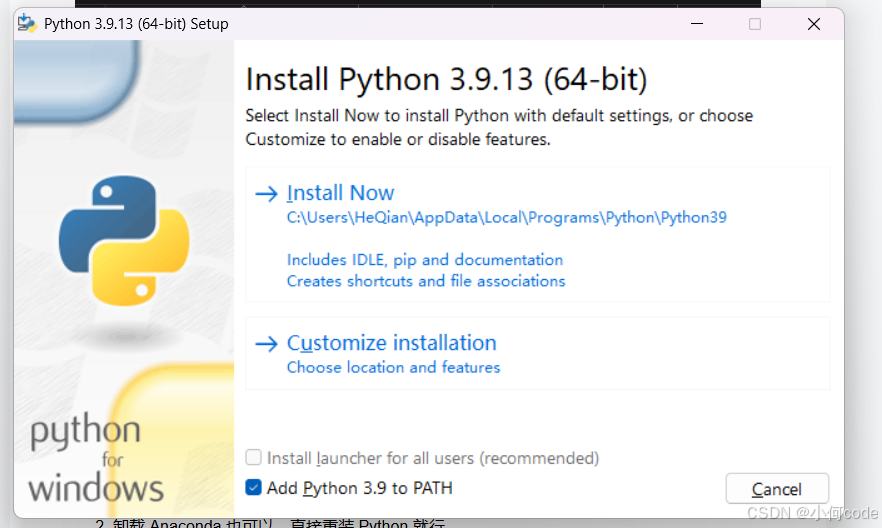 安装Python3.9.13，以Windows11，edge为例