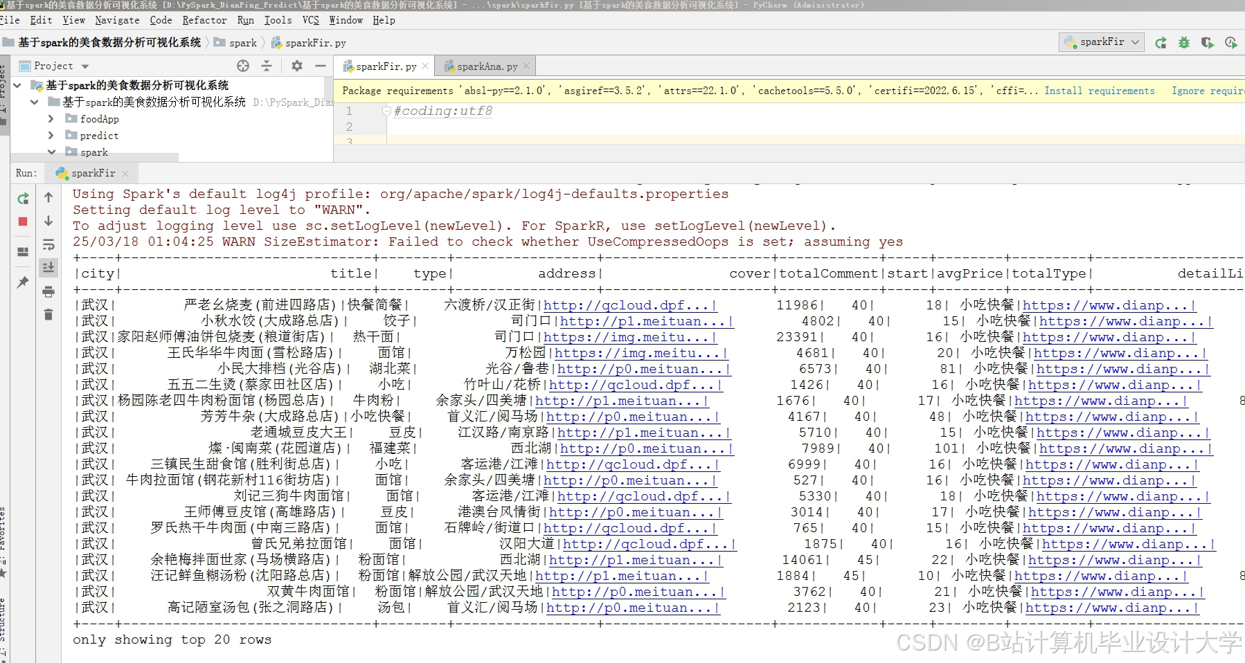 计算机毕业设计PySpark+Hadoop+Hive+LSTM模型美团大众点评分析+评分预测 美食推荐系统(源码+论文+PPT+讲解视频)
