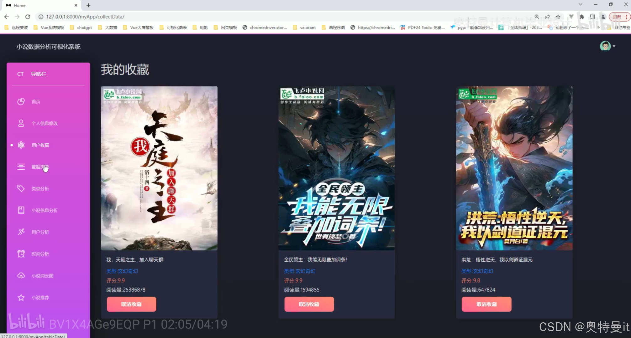 毕业设计项目：【Spark+hadoop】基于Spark大数据小说数据分析可视化推荐系统（完整系统源码+数据库+开发笔记+详细部署教程+虚拟机分布式启动教程）
