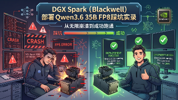 DGX Spark (Blackwell) 部署 Qwen3.6 35B FP8 踩坑实录：从无限崩溃到成功跑通