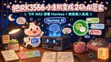把 RK3566 小主机变成 24h AI 管家：飞牛 NAS 部署 Hermes + 微信接入实战