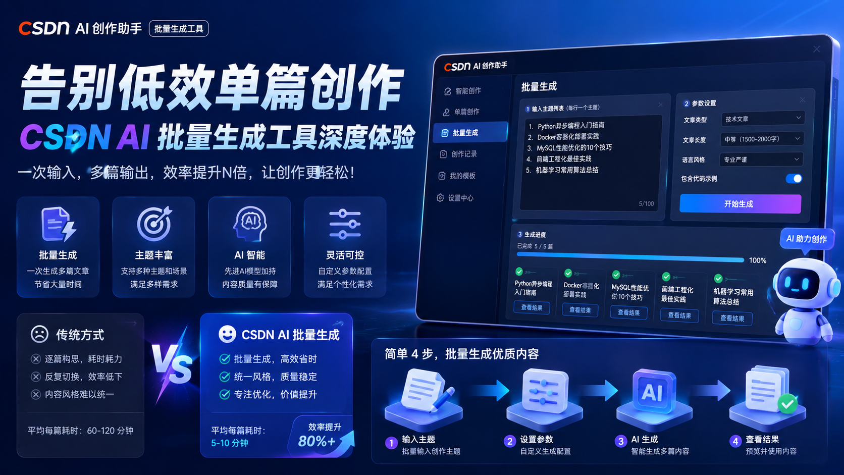 告别低效单篇创作，CSDN AI 批量生成工具深度体验
