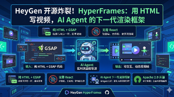 HeyGen 开源炸裂！HyperFrames：用 HTML 写视频，AI Agent 的下一代渲染框架