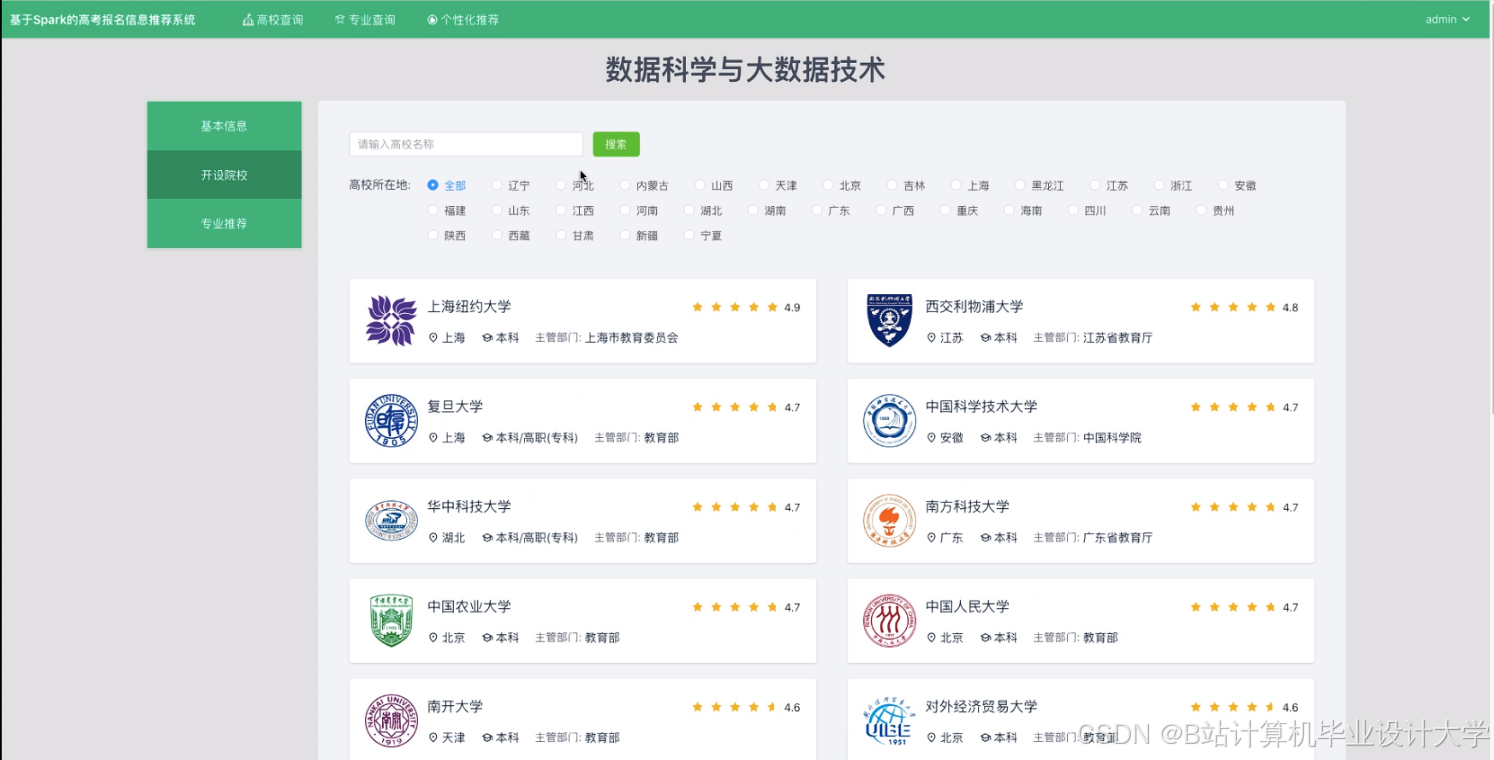计算机毕业设计Django+Vue.js高考推荐系统 高考分数线预测 大数据毕设(源码+LW文档+PPT+讲解)