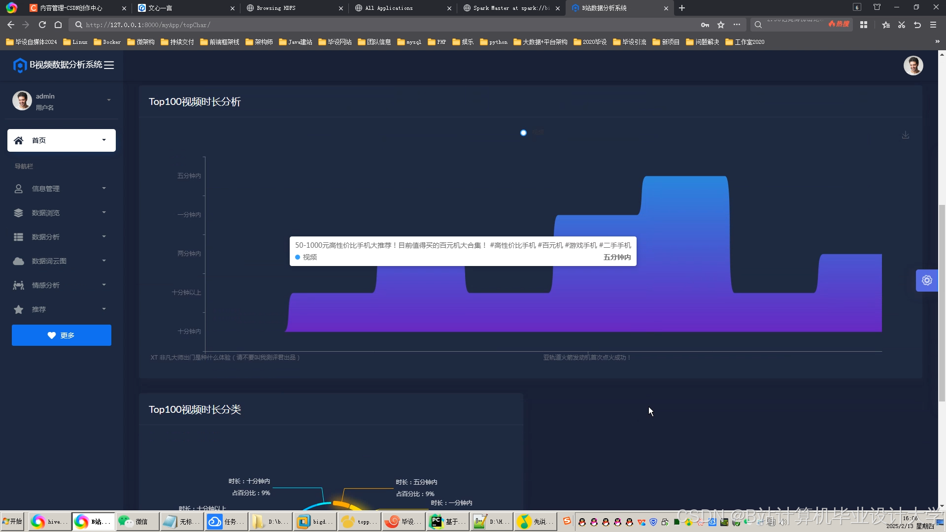 计算机毕业设计Python+PySpark+DeepSeek-R1大模型B站弹幕评论情感分析 视频情感分析 视频推荐系统 视频数据可视化大屏 大数据毕设