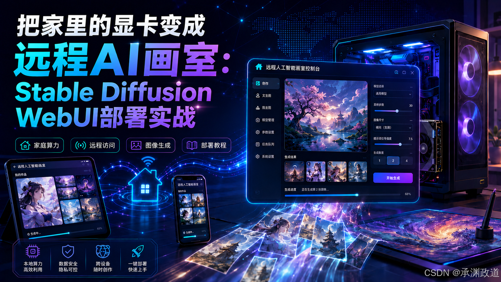 把家里的显卡变成远程AI画室:Stable Diffusion WebUI部署实战